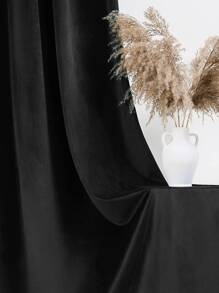 Solid Single Panel Curtain - Black - View 2