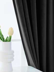 Solid Single Panel Curtain - Black - View 4