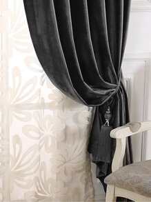 Solid Single Panel Curtain - Black - View 6