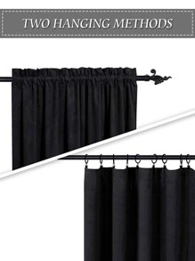 Solid Single Panel Curtain - Black - View 8