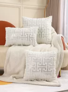 1pc Sequin Decor Cushion Cover Without Filler - Beige - View 1