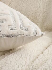1pc Sequin Decor Cushion Cover Without Filler - Beige - View 3