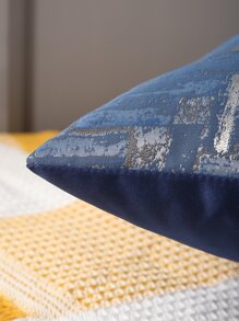 Miater 1入幾何圖案提花枕套 - 藏蓝色 - 查看 3