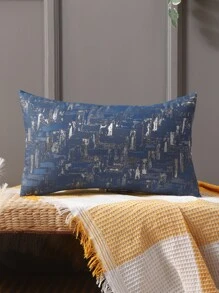 Miater 1入幾何圖案提花枕套 - 藏蓝色 - 查看 6