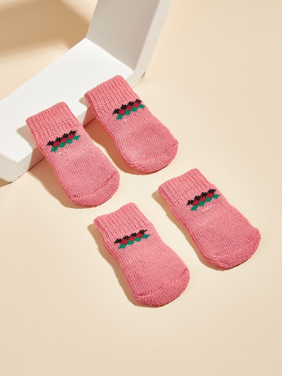 4入組圖案寵物襪子