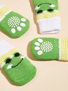4pcs Frog Pattern Pet Socks - Multicolor - View 3