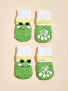4pcs Frog Pattern Pet Socks - Multicolor - View 4