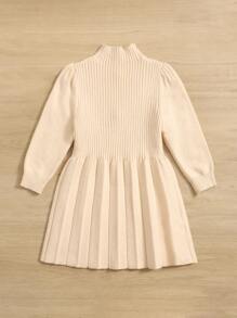 Cô Gái Trẻ Cổ giả Xếp li Đầm Áo len - Màu be - Xem 2