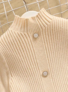 Cô Gái Trẻ Cổ giả Xếp li Đầm Áo len - Màu be - Xem 3