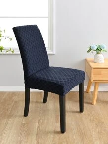 1pc/4pcs/6pcs Jacquard Chair Cover, High Stretch Dustproof Kitchen Dining Chair Slipcovers, Suitable For Hotel, Restaurant, Party - Navy Blue - View 1