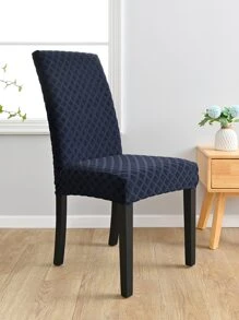 1pc/4pcs/6pcs Jacquard Chair Cover, High Stretch Dustproof Kitchen Dining Chair Slipcovers, Suitable For Hotel, Restaurant, Party - Navy Blue - View 5