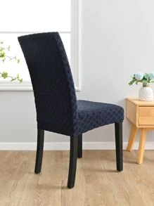 1pc/4pcs/6pcs Jacquard Chair Cover, High Stretch Dustproof Kitchen Dining Chair Slipcovers, Suitable For Hotel, Restaurant, Party - Navy Blue - View 3