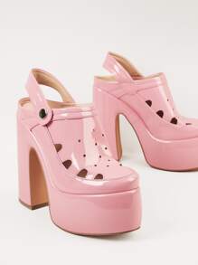 Tacones de plataforma con abertura de recubierto - Rosa - Ver 2