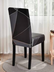 1pc Geometric Print Stretchy Chair Slipcover, Modern Dining Chair Dust Cover For Home Decor - Multicolor - View 2