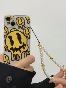 Ốp điện thoại in hình nụ cười có dây buộc đính ngọc trai giả tương thích với iPhone15/15Plus/15Pro/15Promax - Nhiều màu - Xem 3