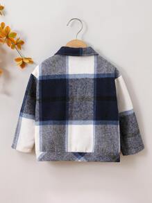 Toddler Boy Jackets Túi Nút phía trước Sọc ca rô Giải trí - Nhiều màu - Xem 2