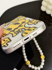 Ốp điện thoại in hình nụ cười có dây buộc đính ngọc trai giả tương thích với iPhone15/15Plus/15Pro/15Promax - Nhiều màu - Xem 5