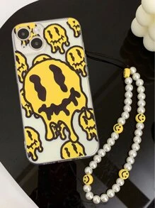 Ốp điện thoại in hình nụ cười có dây buộc đính ngọc trai giả tương thích với iPhone15/15Plus/15Pro/15Promax - Nhiều màu - Xem 6