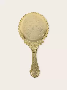 Gương có tay cầm sang trọng hình elip cổ điển phong cách châu Âu - Vàng - Vàng - Xem 2