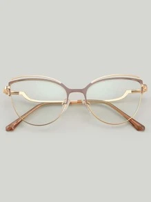 1副金属猫眼炫彩无度数眼镜，适合日常佩戴 - 棕色 - 查看 4