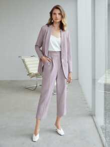 MOTF PREMIUM WOOL-MIX CROPPED TAILORED TROUSERS - Mauve Purple - View 2