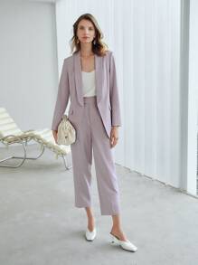 MOTF PREMIUM WOOL-MIX CROPPED TAILORED TROUSERS - Mauve Purple - View 5