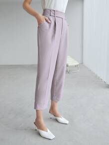 MOTF PREMIUM WOOL-MIX CROPPED TAILORED TROUSERS - Mauve Purple - View 7