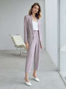 MOTF PREMIUM WOOL-MIX CROPPED TAILORED TROUSERS - Mauve Purple - View 8