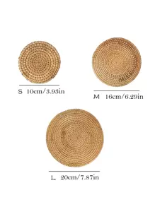 1入組圓形編織首飾託盤 - 棕色 - 查看 3