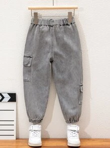 男童蓋袋口貨物牛仔褲