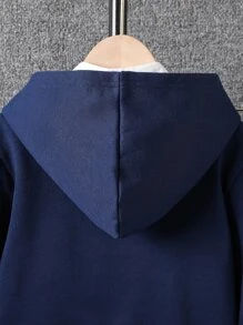 SHEIN Tween Boy Letter Graphic Kangaroo Pocket Thermal Lined Hoodie & Sweatpants