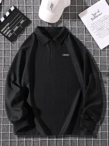 Manfinity Hypemode Nam Tay Raglan Áo nỉ Với Vá lại Chi tiết - màu đen - Xem 1