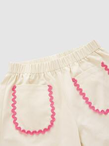 SHEIN MOD Contrast Piping Patched Pocket Straight Leg Trousers - Khaki - View 3