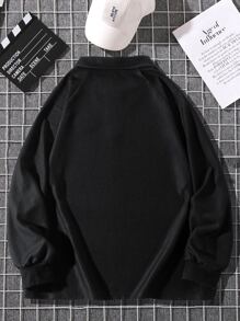 Manfinity Hypemode Nam Tay Raglan Áo nỉ Với Vá lại Chi tiết - màu đen - Xem 2