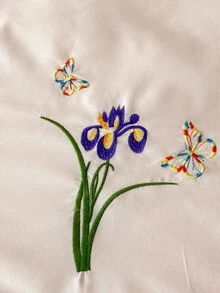 花卉刺繡衍縫床單 - 粉色 - 查看 2