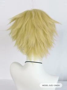 合成發短金發尖刺分層直角色扮演假髮劉海男士假髮化裝萬聖節服裝派對道具無膠耐熱纖維頭髮高密度自然外觀12 英寸假髮中性成人或兒童裝扮假髮短直角色扮演假髮動漫漫畫卡通服裝角色扮演假髮適用於節日禮物和 1入組假髮帽 - 金色 - 查看 3