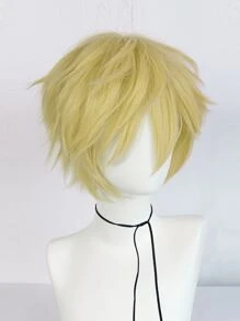 合成發短金發尖刺分層直角色扮演假髮劉海男士假髮化裝萬聖節服裝派對道具無膠耐熱纖維頭髮高密度自然外觀12 英寸假髮中性成人或兒童裝扮假髮短直角色扮演假髮動漫漫畫卡通服裝角色扮演假髮適用於節日禮物和 1入組假髮帽 - 金色 - 查看 5