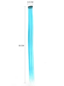 5 cái kẹp trong phần mở rộng tóc tổng hợp dài thẳng - Màu xanh lam - Xem 8