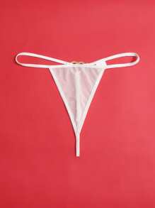 Lencería tanga con malla enlazada y anillo con corazón de strass