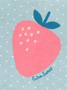 女婴5件套休闲字母、花朵和草莓印花连体衣，夏季