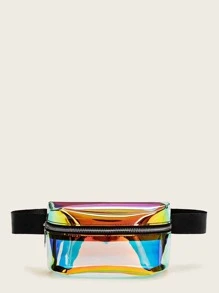 Zipper Front Iridescence Bum Bag - Multicolor - View 1