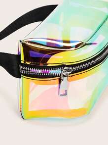 Zipper Front Iridescence Bum Bag - Multicolor - View 2