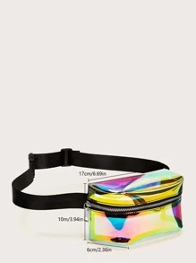 Zipper Front Iridescence Bum Bag - Multicolor - View 3