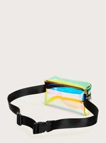 Zipper Front Iridescence Bum Bag - Multicolor - View 4