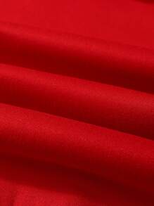 SHEIN LUNE 心形圖案袋鼠口袋抽繩連帽衫 - 紅色 - 查看 3