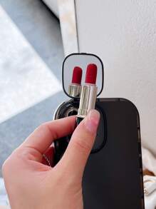 素色手機殼帶隱形鏡子 - 黑色 - 查看 2