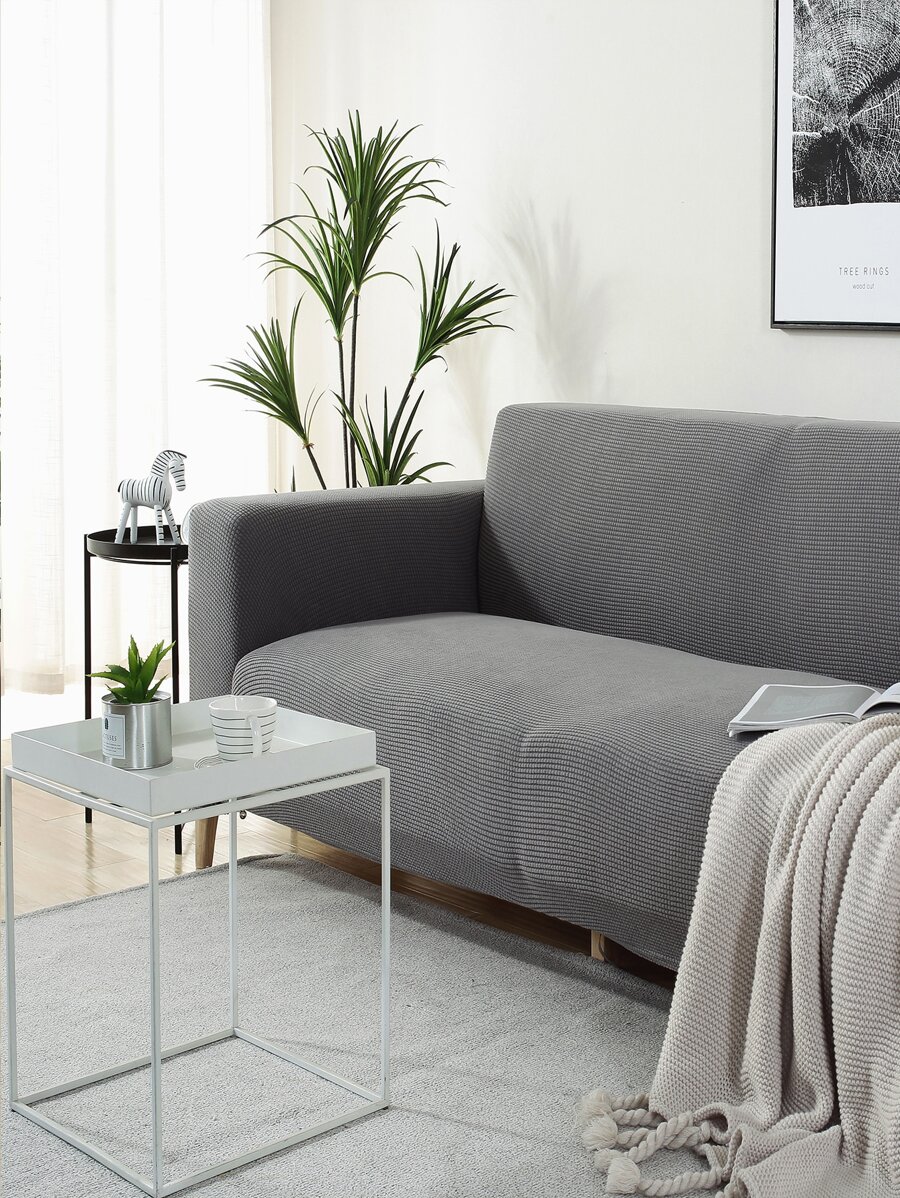 1入組素色有彈性沙發套 - 灰色 - 查看 1