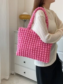 Neon Pink Ruched Detail Shopper Bag pink - Pink - View 6