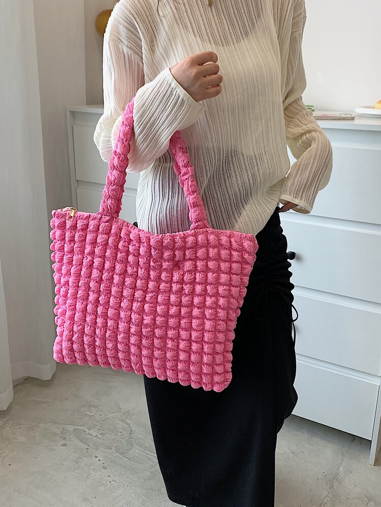 Neon Pink Ruched Detail Shopper Bag pink - Pink - View 8