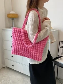 Neon Pink Ruched Detail Shopper Bag pink - Pink - View 5